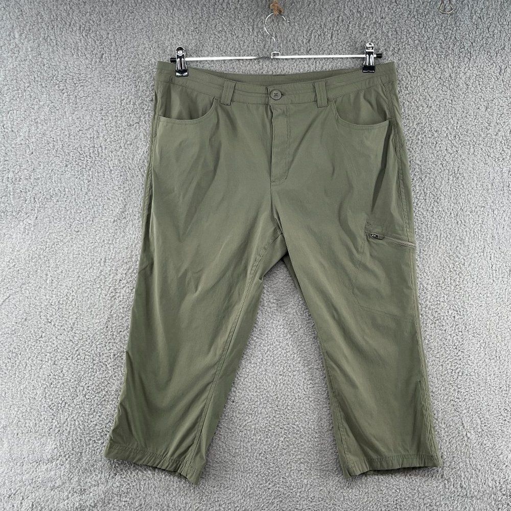 Eddie Bauer Rainier Capris Womens 16 Sprig Green Hiking Nylon Waterproof Camp